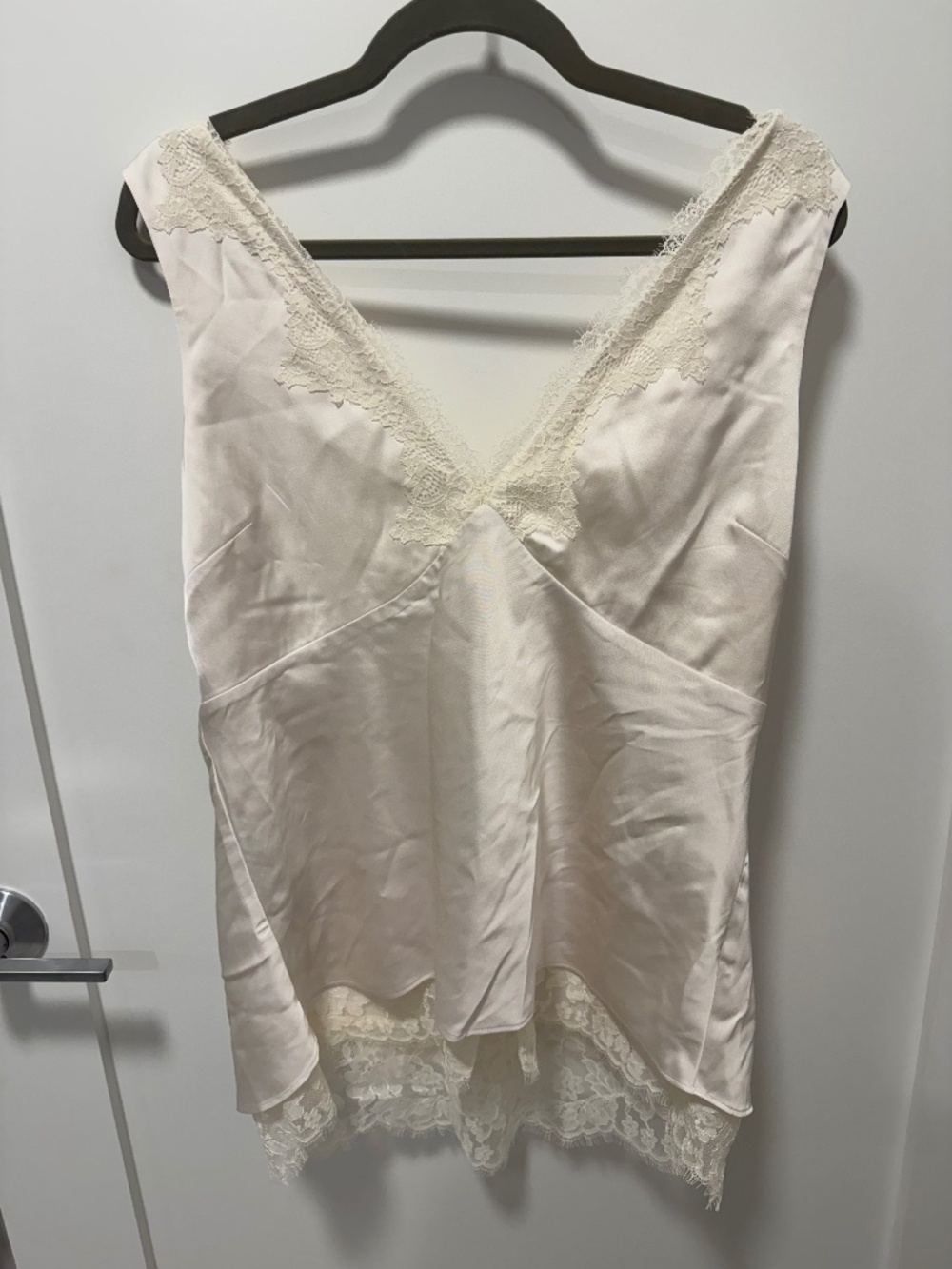 Abercrombie Lace-Trim Tie-Back Bra Free Tank Cream Sz L NWT